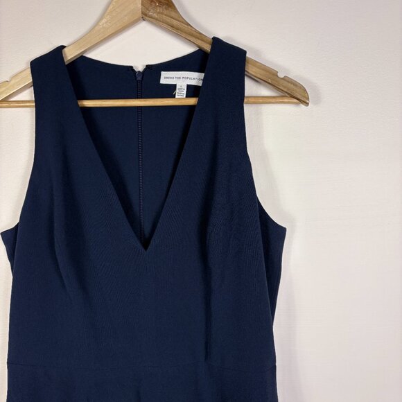 Dress The Population Catalina Navy V-Neck Sleeveless Midi Dress - Picture 4 of 13